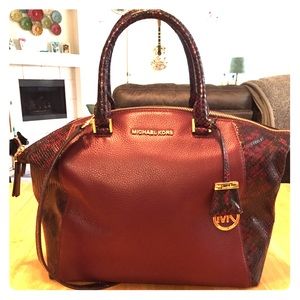 Michael Kors Genuine Leather and Python Satchel